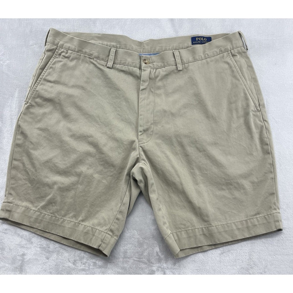 Polo Ralph Lauren Short Men 40 Beige Classic Fit Flat Front Cotton 9'' inseam